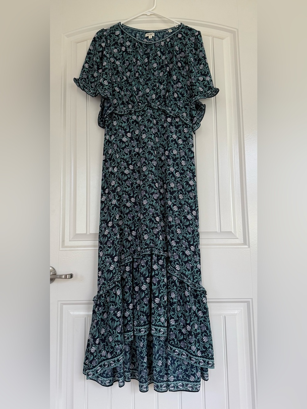 Max Studio Black Maxi Skirt with Teal and Lilac Floral Print